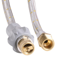 Bromic 10mm Stainless Steel Braided Gas hose 1/2 BSPM x Male Bayonet with Handle x 1200mm - 10HEG1200