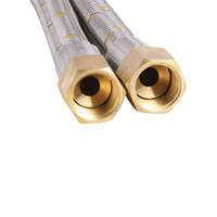 Bromic Stainless Steel Braided 10mm Gas Hose  3/8 SAE FF x 3/8 SAE FF x 120cm - 10HKS1200