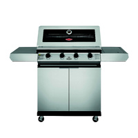  Beefeater 1200 Series Stainless Steel 4 Burner BBQ & Trolley with Side Burner, Cast Iron Burners & Grills - BMG1241SB