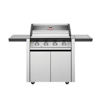 Beefeater 1600 Series Stainless Steel 4 Burner BBQ & Trolley w/ Side Burner, Cast Iron Burners & Grills- BMG1641SA