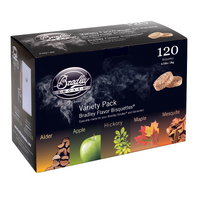 Bradley 120 Variety Pack (24 ea Apple, Alder, Mesquite, Hickory, and Maple Bisquettes) - BT5FV120