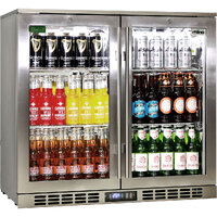 Rhino Stainless Steel 2 Door Heated Glass Bar Fridge