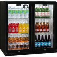 Schmick Black Bar Fridge 2 Door With Heated Glass and Triple Glazing Model SK190-B