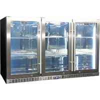 Schmick Stainless Steel 3 Door Quiet Running Heated Glass Door Bar Fridge Model SK386-HD