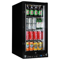 Schmick Black Quiet Running Front Venting Under Bench Heated Glass Door Bar Fridge Model SK92R-B-HD