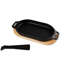 Ooni | cast iron SIZZLER Pan with Removable handle & thick Wooden Trivet - UU - P08C00