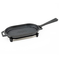 Ooni Cast Iron Grizzler Griddle Pan with Removable Handle & Stainless Steel Trivet