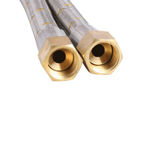 Bromic Stainless Steel Braided 10mm Gas Hose  3/8 SAE FF x 3/8 SAE FF x 120cm - 10HKS1200