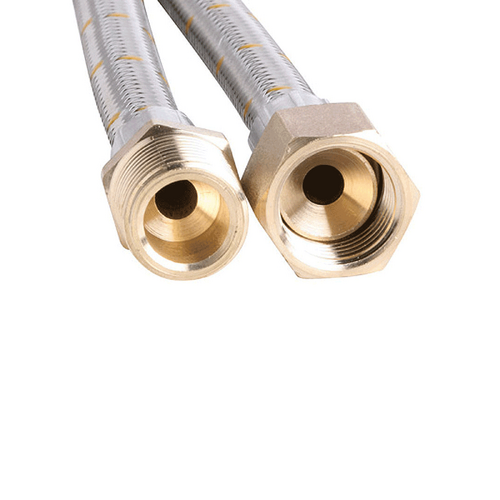 Bromic Stainless Steel 10mm Gas Hose 1/2 BSP FF x 1/2 BSP MT x 1800mm - 10HPS1800