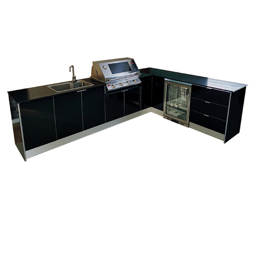 Alfresco Kitchen L-Shaped Outdoor Kitchen with Beefeater Signature 3000E 4burner & 1 Door Bar Fridge plus Sink and Tap Package 6 - AKITCHENDEAL-06