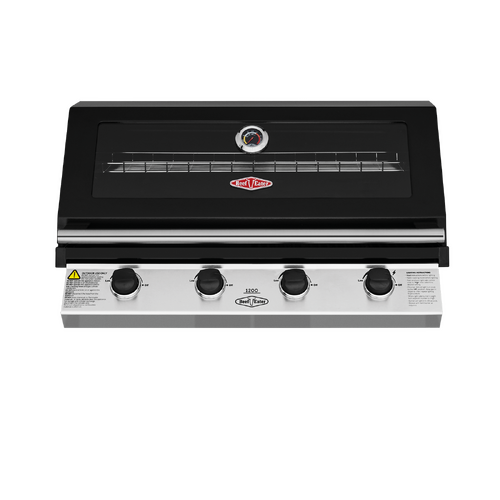 1200 Series Black Enamel 4 Burner Built In BBQ w/ Cast Iron Burners & Grills - BBG1240BB