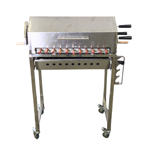 Cyprus Grill NEW with height adjustment Stainless Steel BBQ Spit Rotisserie - With Hood 