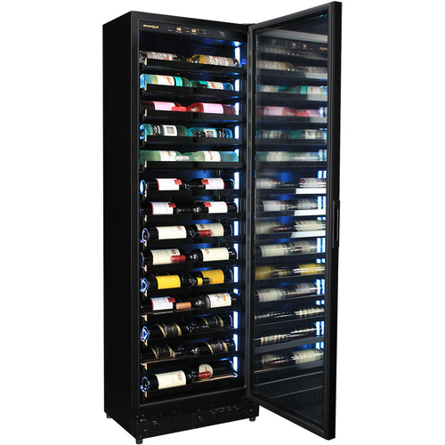 Upright Super Slim Depth Quiet Running Glass Front Wine Fridge With 5 x LED Color Options