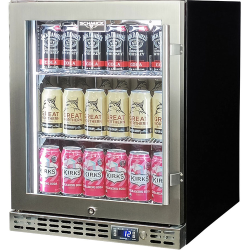 Schmick Quiet Running Front Venting Under Bench Heated Glass Door Bar Fridge Model SK86L-HD