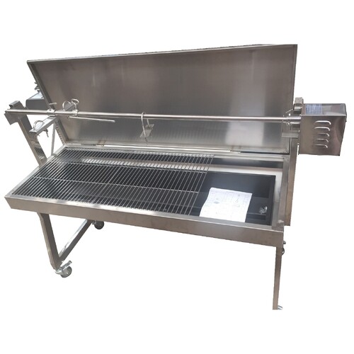 A Frame Stainless Steel Charcoal Rotisserie BBQ Spit (1.3mtr) with 25kgs capacity Motor!!