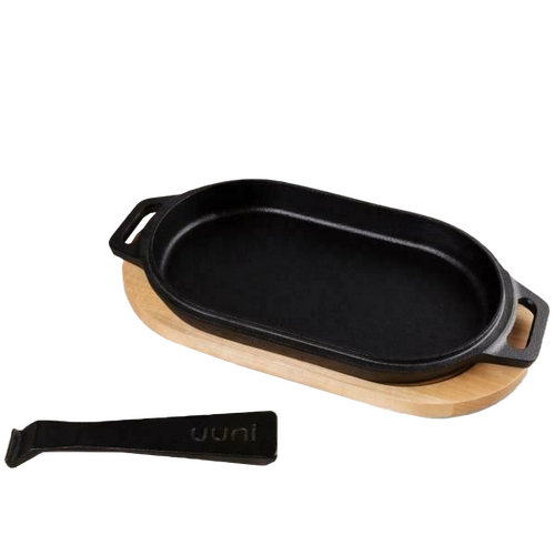Ooni | cast iron SIZZLER Pan with Removable handle & thick Wooden Trivet - UU - P08C00