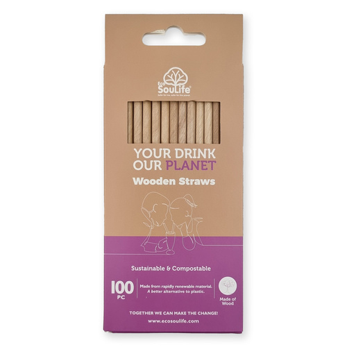 Eco Soulife Wooden Straws - 100pc